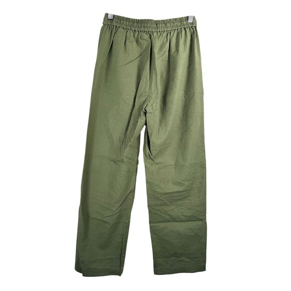 J.Crew Petite linen-blend slim wide-leg drawstring pant Green sz 00P - Picture 3 of 8